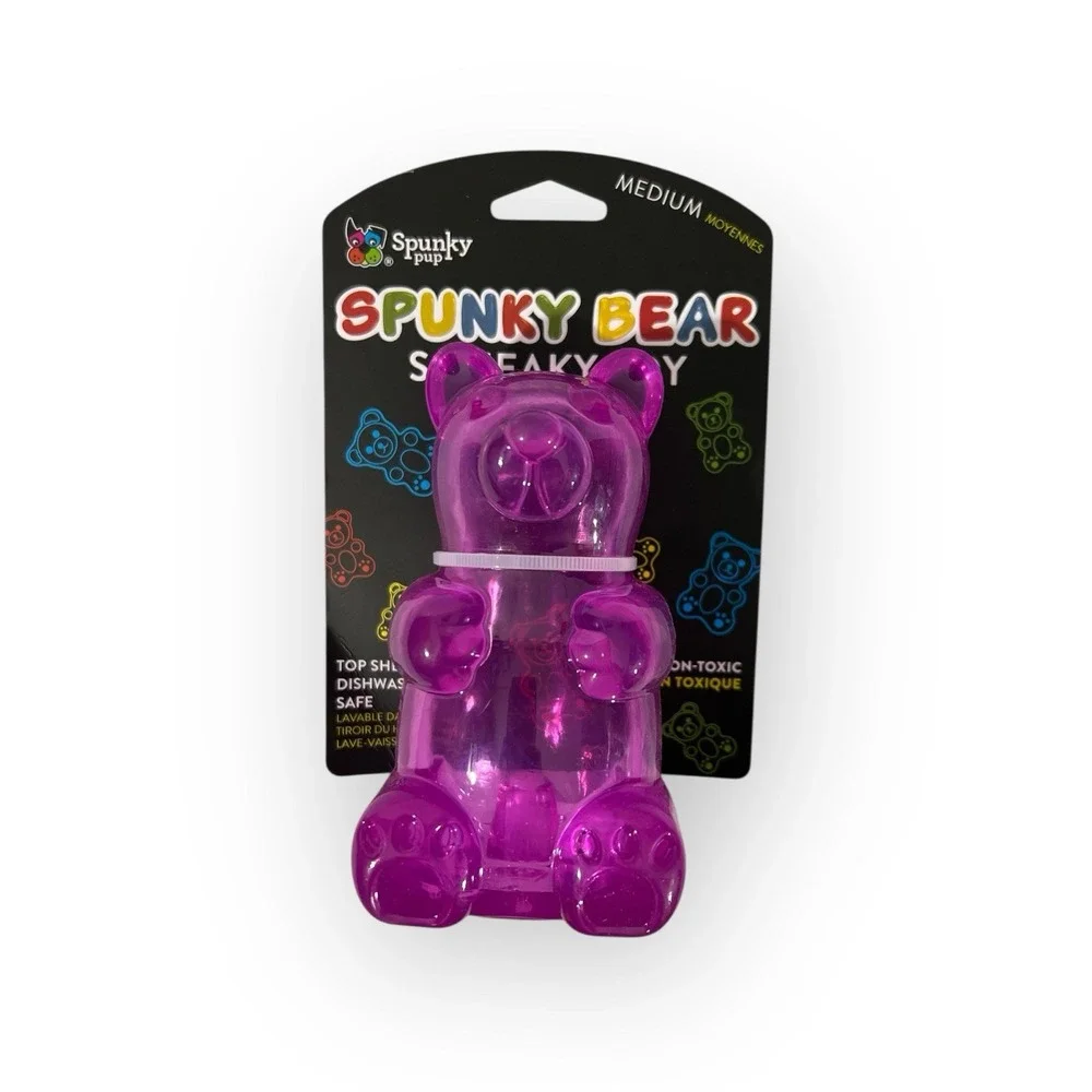 Spunky Bear Interactive Squeaky Dog Toys Gummy Bear Shape Crazy Bounce Dishwa